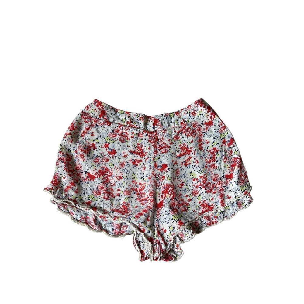 Free People Floral Scalloped Hem Shorts Size S Girly Romantic Ditsy Boho Cream R